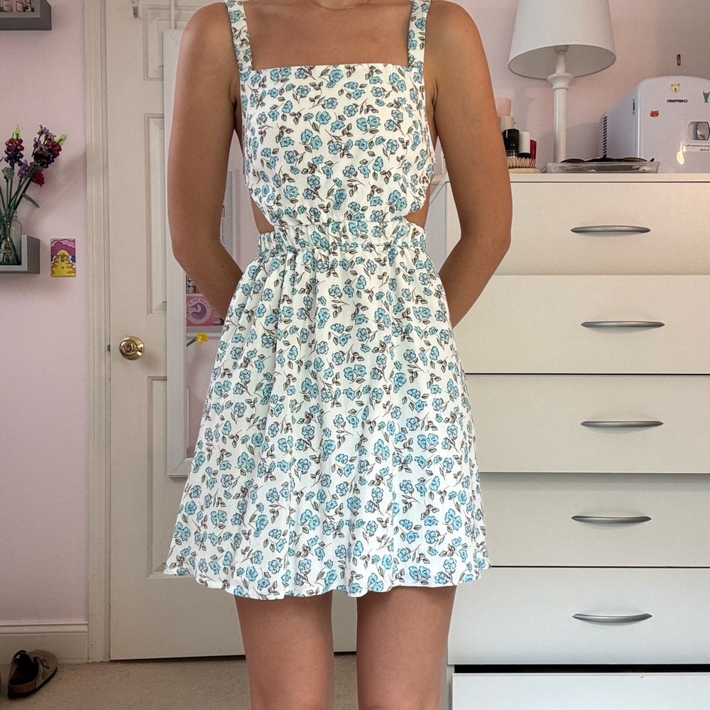 Floral Blue and White Dress